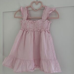 Janie and Jack Pink Striped Ruffle Dress
